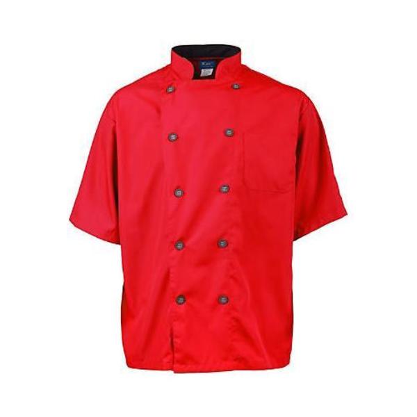 Kng Large Men's Active Red Short Sleeve Chef Coat 2124RDSLL